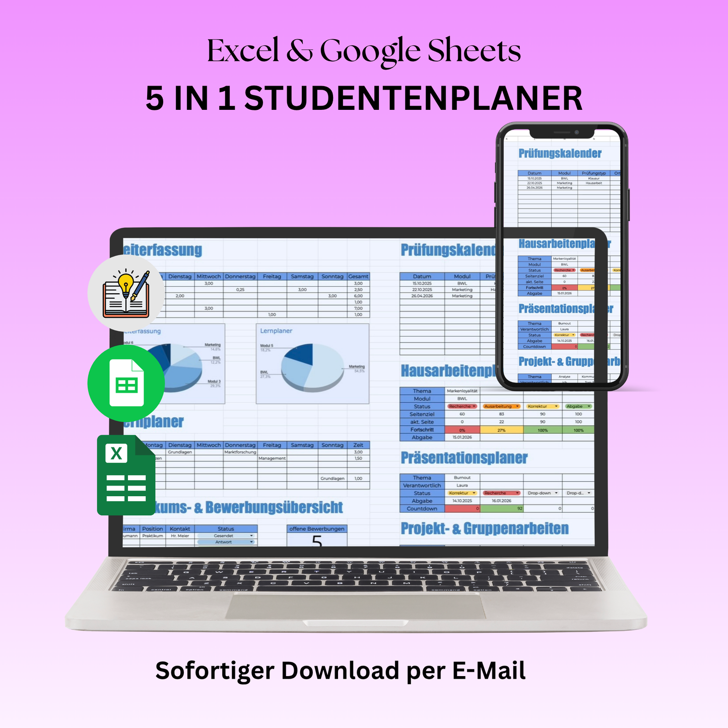 5 in 1 Studenten Vorlage